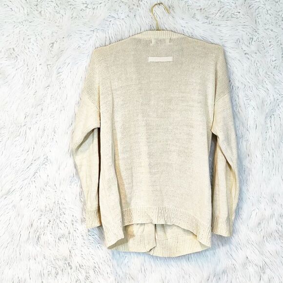 Vintage ramie and cotton v-neck cardigan sweater - Picture 2 of 6